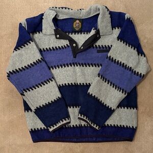 Vintage 80s Striped Blue and Gray Pullover Fleece